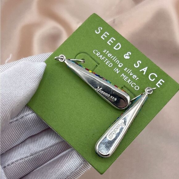 Colorful Beaded Sterling Silver Earrings by Seed & Sage - Picture 5 of 8